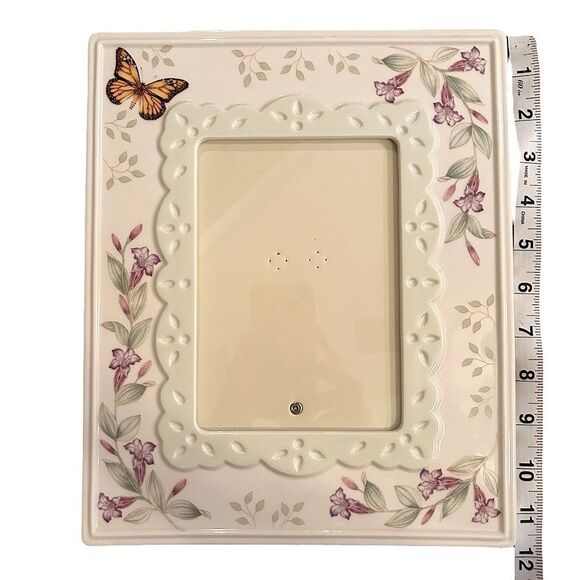 Lenox Butterfly Meadow Ceramic 5x7? Floral Picture Frame - Collectible Pattern - Picture 1 of 16